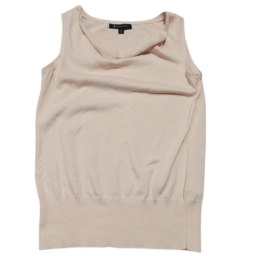 Brooks Brothers Cowl Neck Sleeveless Sweater Women M Pink Cotton Knit Shell